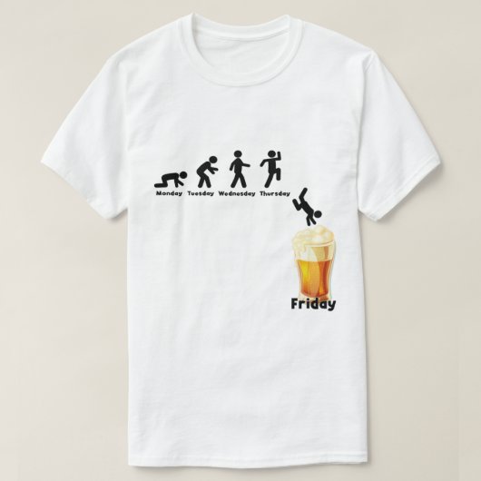 Weekday Evolution Beer Friday Party Drink T-shirt (Design voorkant)