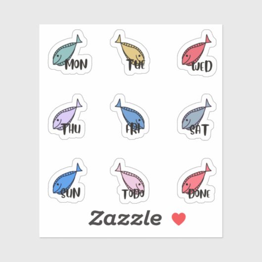 WeekDays Vissen Sticker (Vel)