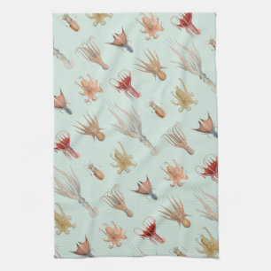  weekdieren (blauw) theedoek
