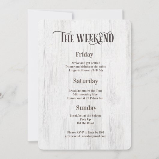 Weekeinde in de uitnodiging tot het indienen van B (Achterkant)