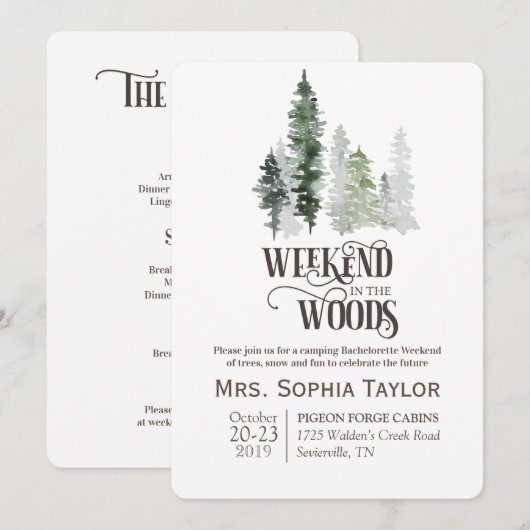 Weekeinde in de uitnodiging tot het indienen van B (Voorkant / Achterkant)