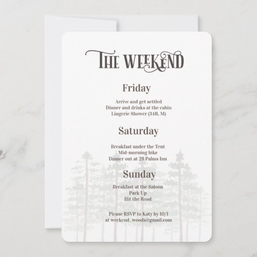 Weekeinde in de uitnodiging tot het indienen van B (Achterkant)