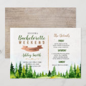 Weekeinde in de uitnodiging voor houten bacheloret (Voorkant / Achterkant)