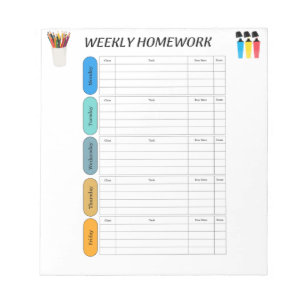 WEEKELIJKS HUISWERK NOTITIEBLOK