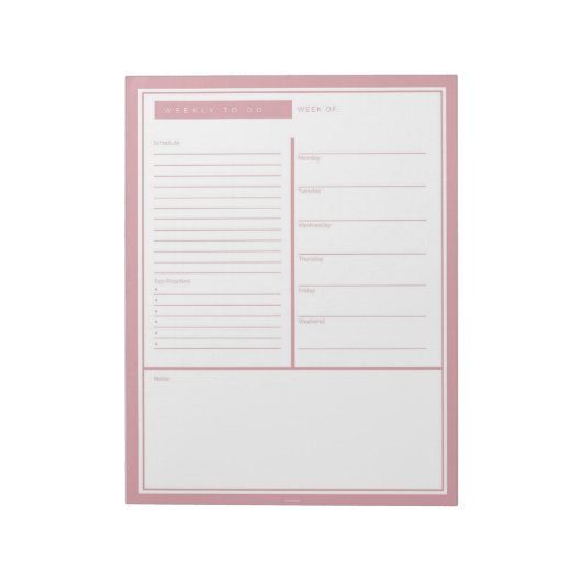 Weekelijks wassen om lijst uit te voeren notitieblok (Linkerzijde)