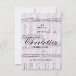 Weekend a Paris Bachelorette  Invitation Kaart