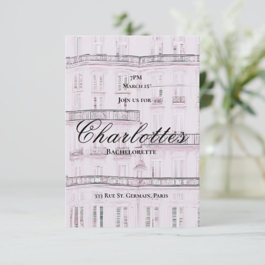 Weekend a Paris Bachelorette Invitation Kaart (Staand voorkant)