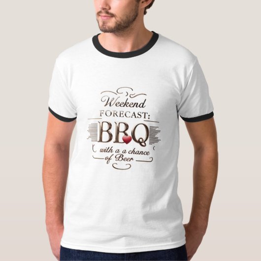 Weekend BBQ & Beer Ringer T-shirt | Grappige retro (Voorkant)