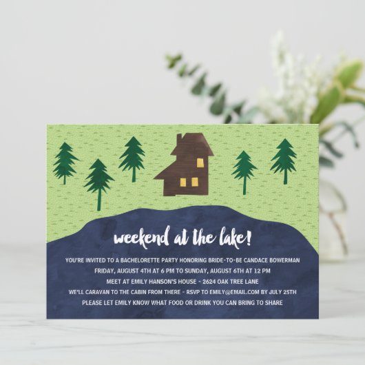 Weekend bij het meer | Rustic Bachelorette Party Kaart (Staand voorkant)