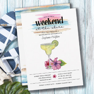 Weekend bij Shore Margarita Hibiscus Bachelorette Kaart