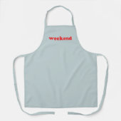 Weekend-blauwe keuken (rood en licht stoffig) schort (Voorkant)