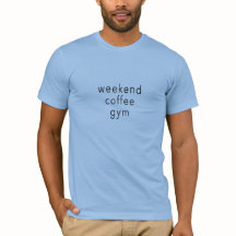 Weekend Coffee Gym Woord Slogan Blauw T-shirt