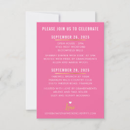 WEEKEND DETAILS Leuke  roze witte harten goud RSVP Kaartje