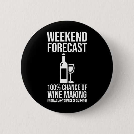 Weekend Forecast - 100% Chance of Wine Making Ronde Button 5,7 Cm (Voorkant)