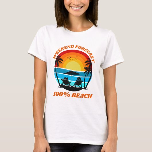 Weekend Forecast Beach Ocean Vibes T-shirt (Voorkant)