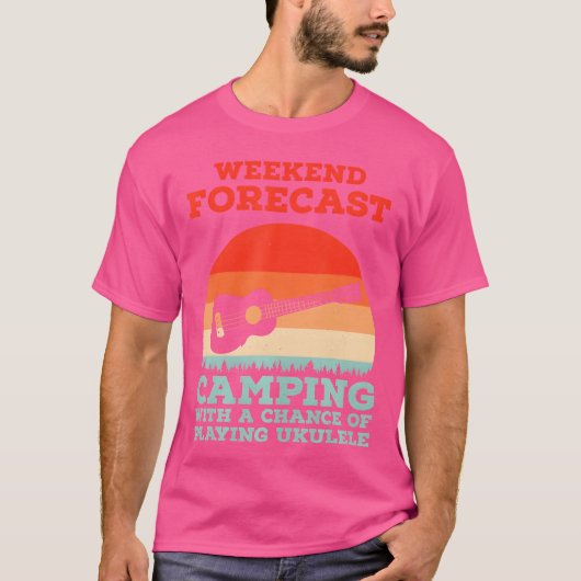 Weekend Forecast Camping With Playing Ukulele vint T-shirt (Voorkant)
