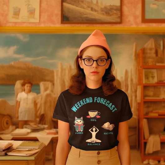 Weekend Forecast Cats, Koffie, Boeken, Yoga T-shirt