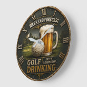 Weekend Forecast Golf Drinking Golfer Gift Grote Klok (Hoek)