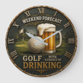 Weekend Forecast Golf Drinking Golfer Gift Grote Klok (Voorkant)