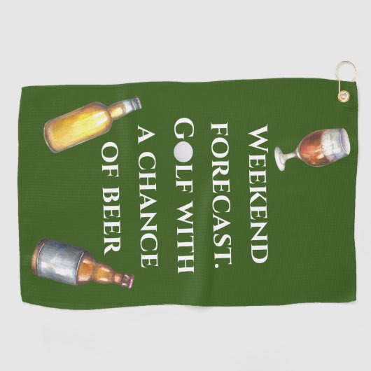Weekend Forecast Golf met kans op bier Golfhanddoek (Horizontaal)
