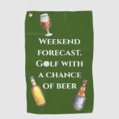 Weekend Forecast Golf met kans op bier Golfhanddoek (Voorkant)