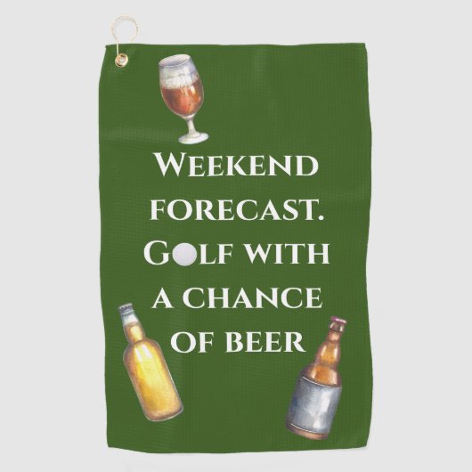 Weekend Forecast Golf met kans op bier Golfhanddoek (Voorkant)