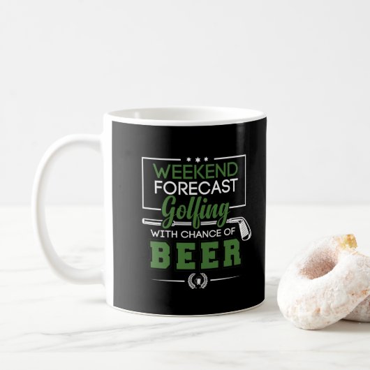 Weekend Forecast Golfing met kans op een grappige  Koffiemok (Met donut)