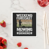 Weekend Forecast Mowing Beer Lawn Mowing Gift Drin Servet (Insitu)