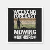 Weekend Forecast Mowing Beer Lawn Mowing Gift Drin Servet (Voorkant)