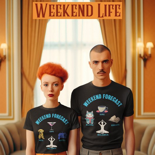 Weekend Forecast Puppy, Sips, Gaming, Yoga T-shirt