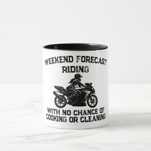 Weekend Forecast Riding... Grappige Motorfiets Mok (Midden)