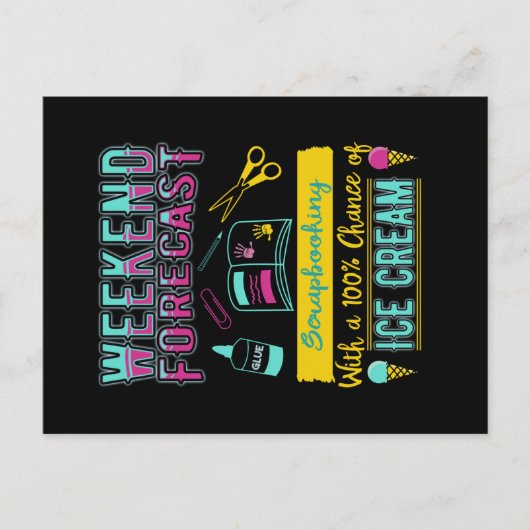 Weekend Forecast Scrapbooking en Ice Cream Aankondigingskaart (Voorkant)