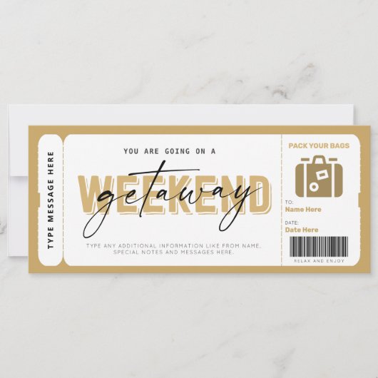 Weekend Getaway Gift Voucher Hotel Verblijf Ticket (Voorkant)