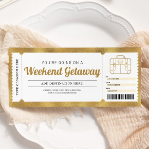 Weekend Getaway Trip Gold Gift Travel Voucher Kaart