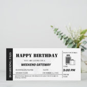 Weekend Getaway Verjaardag Boarding Pass Ticket Kaart (Staand voorkant)