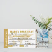 Weekend Getaway Verjaardag Boarding Pass Ticket Kaart (Staand voorkant)