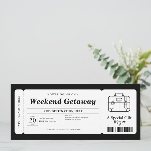 Weekend Getaway Verrassingscadeaubon Kaart (Staand voorkant)