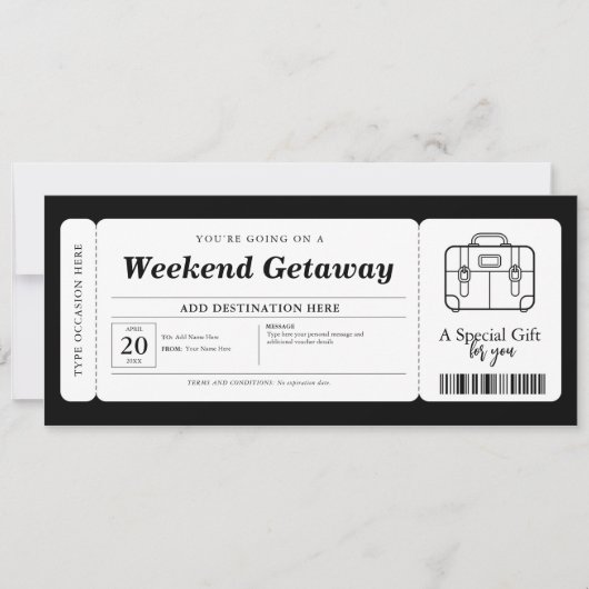 Weekend Getaway Verrassingscadeaubon Kaart (Voorkant)
