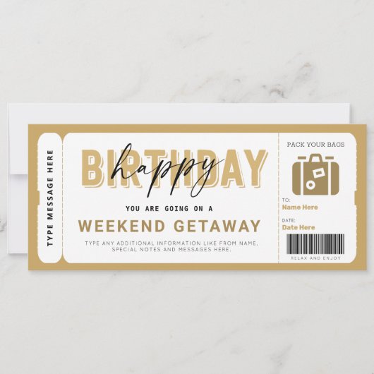 Weekend Getaway Voucher Hotel Verblijf Gift Ticket (Voorkant)