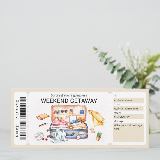 Weekend Getaway Voucher Kaart (Staand voorkant)