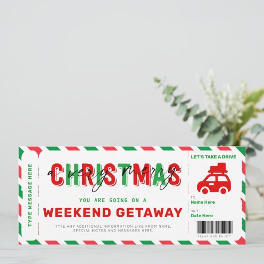 Weekend Getaway Voucher-kerstcadeautje (Staand voorkant)