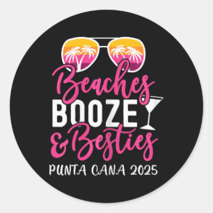 Weekend Girls Trip 2025 Punta Cana Stranden Booze  Ronde Sticker
