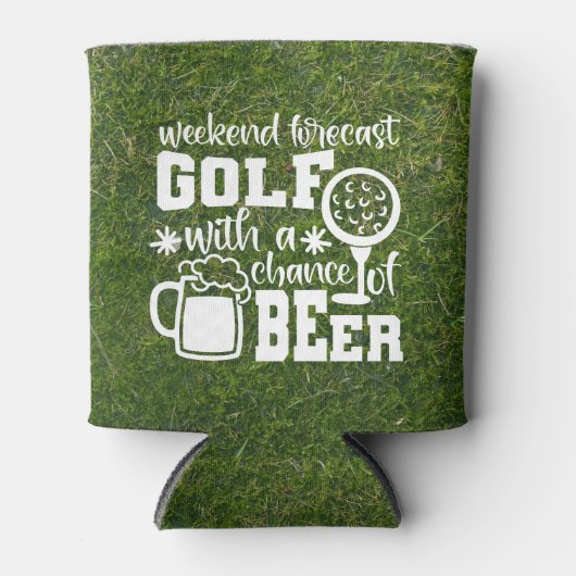Weekend Golf Forecast Typografie Blikjeskoeler (Voorkant)