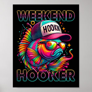 Weekend Grappige Vissen Kleurrijke Tie Dye Zeevis Poster