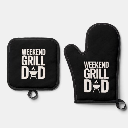 Weekend Grill Dad Funny BBQ Ovenwant & Pannenlap Set (Voorkant)