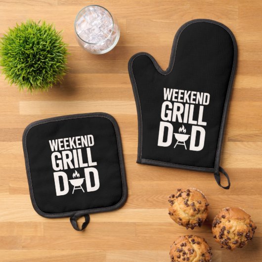 Weekend Grill Dad Funny BBQ Ovenwant & Pannenlap Set (Top down)
