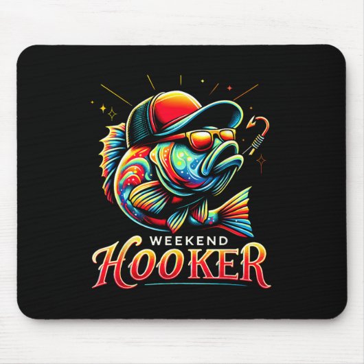 Weekend Hookerr Funny Fish Dad Love Gevist Vader Muismat (Voorkant)