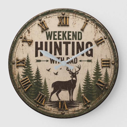 Weekend Hunting with Dad Rustic Deer Hunting Grote Klok (Voorkant)