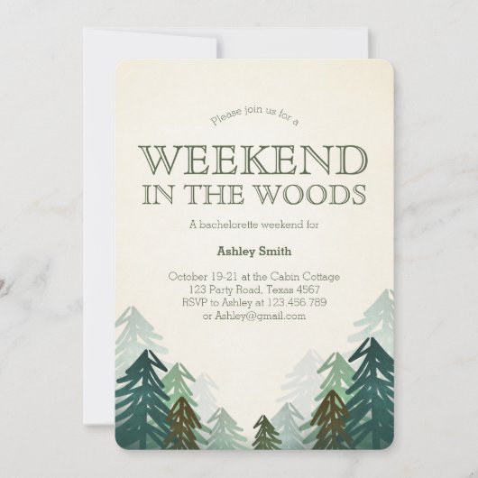 Weekend in de Bossen Bachelorette Party Getaway Kaart (Voorkant)