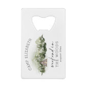 Weekend in de Bossen Camping Bachelorette Creditkaart Flessenopener (Achterkant)